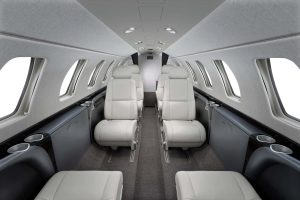 The Cessna Citation CJ3+ has 14 windows to create a light cabin. LED lighting also helps improve the cabin atmosphere.
